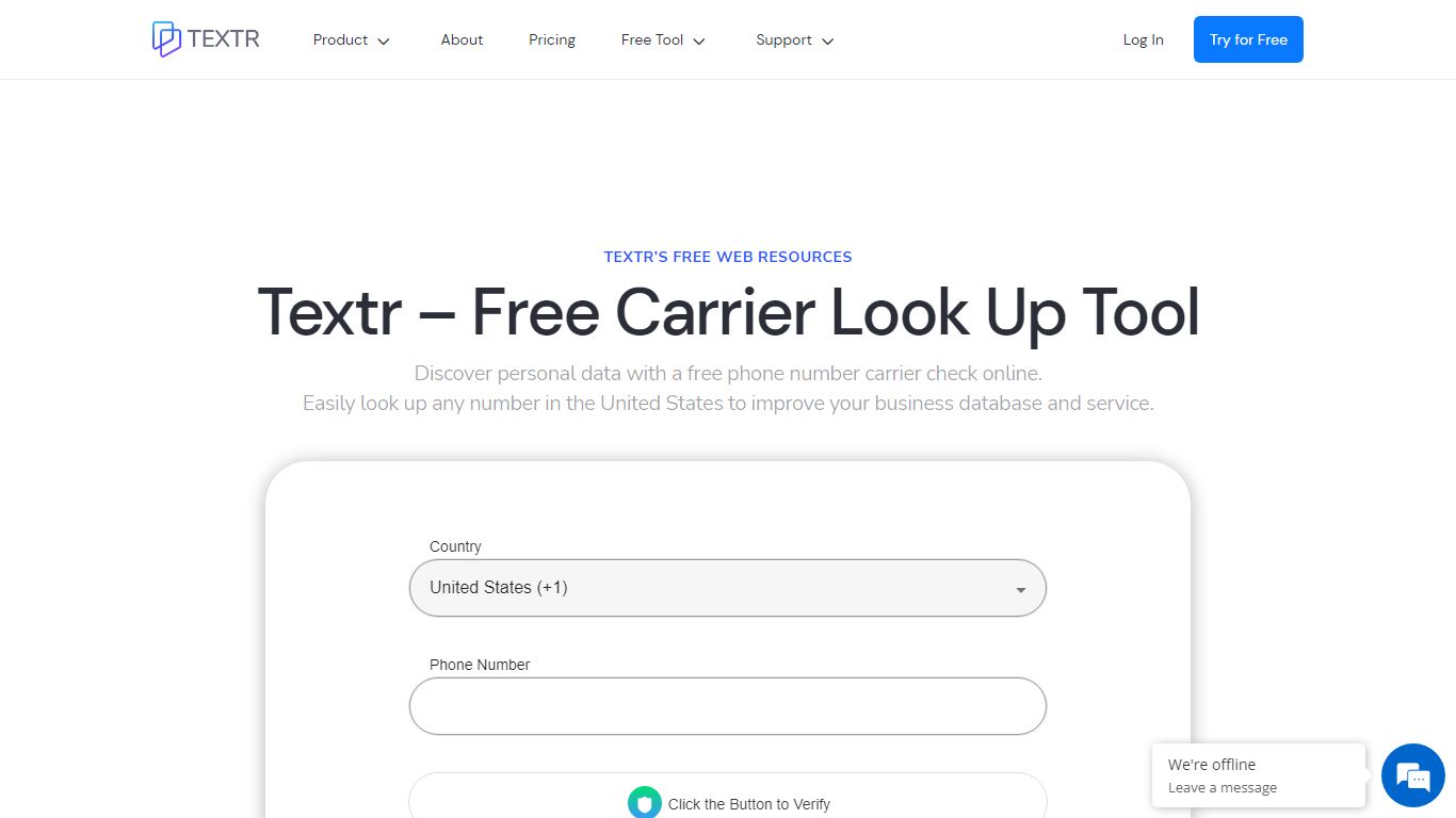 Free Carrier Lookup Tool - Textr